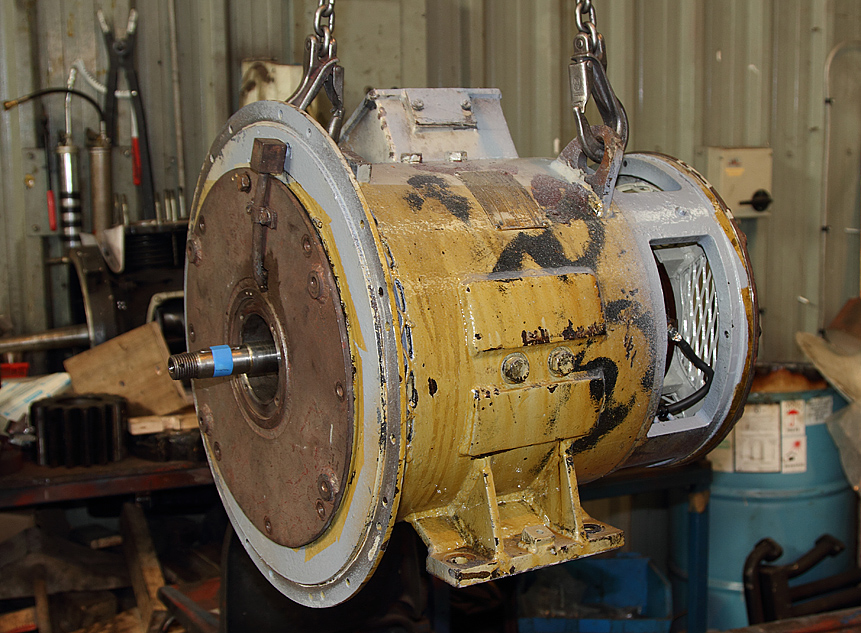 Motor blower in process of overhaul at Bowers